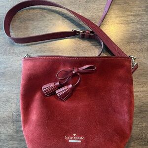 Kate Spade Red Crossbody Bag with Tassel Detail